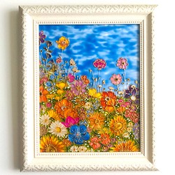 ガラス絵原画✳︎溢れる花畑 1枚目の画像