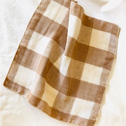 有機棉三層紗巾【織紋格紋】小號 第1張的照片