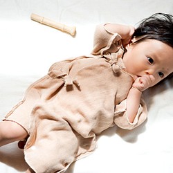 有機棉三層紗布嬰兒組合內衣[棕色] 第1張的照片