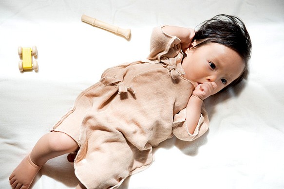 有機棉三層紗布嬰兒組合內衣[棕色] 第1張的照片