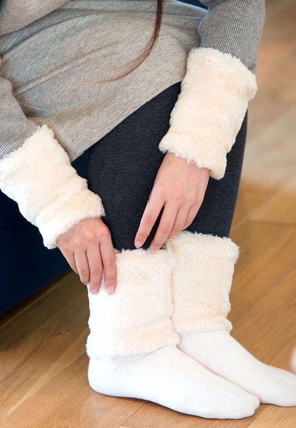 Creema 獨家有機棉毛絨蓬鬆手腕和腳踝保暖套裝 第1張的照片