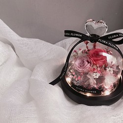 永遠の花愛ガラスアン（桃粉）母の日ギフト誕生日バレンタインデードライフラワー 1枚目の画像