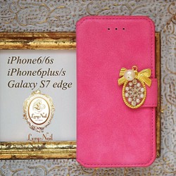 SALE60%OFF☆【iPhone6/6s】マリーアントワネット風♡マゼンタピンクスエード手帳型ケース 1枚目の画像