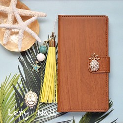 [iPhone·Galaxy·Xperia·AQUOS]珍珠菠蘿成人可愛錶帶搭配錶帶☆木質筆記本型 第1張的照片