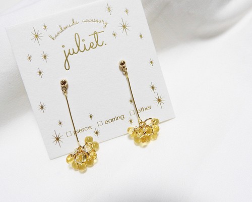 揺れる花のクリアビーズピアス(黄) ピアス（その他） juliet. 通販