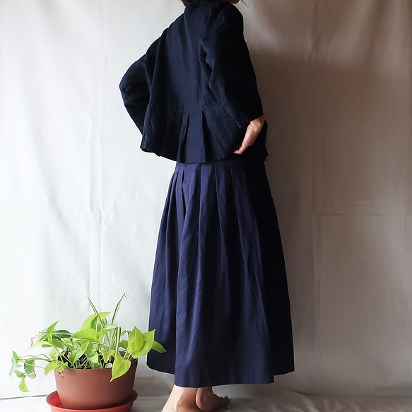 100％棉褶skirt裙（免費/海軍藍） 第1張的照片
