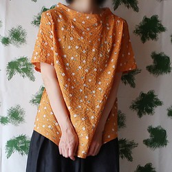 100％棉質瓶頸套衫（自由/橙色，花卉圖案） 第1張的照片