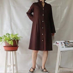 亞麻棉質瓶頸連衣裙（免費/棕色） 第1張的照片