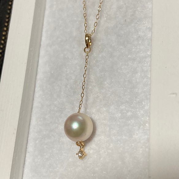 K18 本真珠　ダイヤモンド　ネックレストップ　パール　チャーム 1枚目の画像