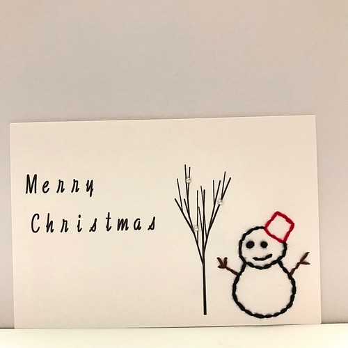雪だるまが可愛いクリスマスカード カード レター Sirosakura 通販 Creema クリーマ ハンドメイド 手作り クラフト作品の販売サイト