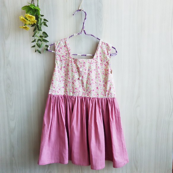 スクエアネックワンピース*ピンク小花*110サイズ 子供服 petit fleur