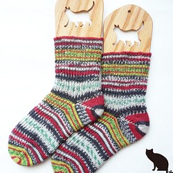 手編みの靴下 手編みソックス エスニック 1枚目の画像