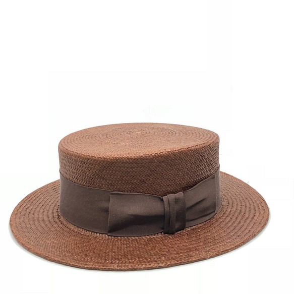 Panama Boater hat パナマボーターハット ダークブラウン カンカン帽