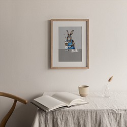 【A4 ポスター】コーヒーを飲む動物たち　イラスト　うさぎさん　 サイフォン　動物　プリント　アート 1枚目の画像