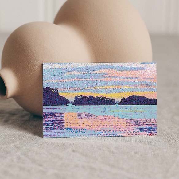 『朝まだき』海のポストカード　 絵　イラスト　水彩画　自然　風景　海【選べる3枚】 1枚目の画像