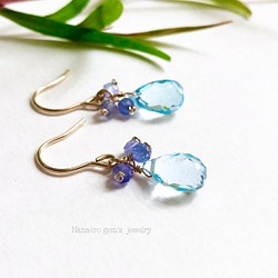 14kgf skybluetopaz × tanzanite pierce 1枚目の画像