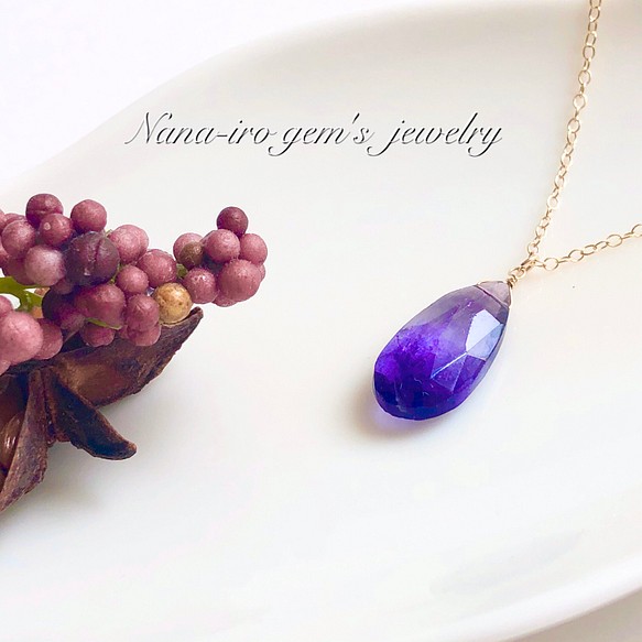 14kgf purple fluorite necklace 1枚目の画像