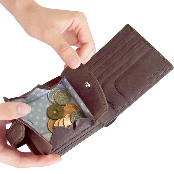 ＊二つ折り財布＊　本革 紫 レディース 財布（左利き用） 1枚目の画像