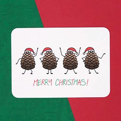 クリスマスのポストカード1 |クリスマスのPineconeポストカードセット|木材のパルプ 1枚目の画像