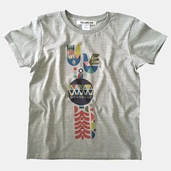 幾何学柄風 鳥 イラスト プリント 半袖 コットン ユニセックス メンズ レディース Tシャツ [4329-91] 1枚目の画像