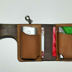 gloグローホルダーオリジナルデザインブラウンヌメ革カードポケット付 1枚目の画像