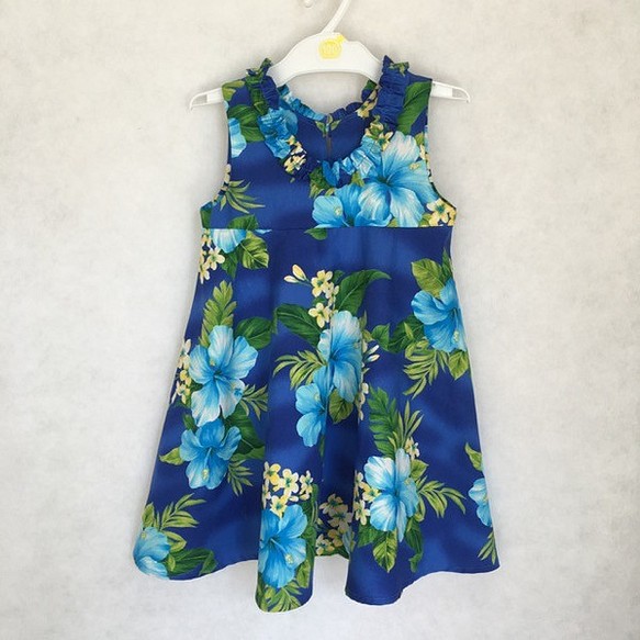 可選連衣裙[一種選擇] hibi Resort藍色| U領/喇叭裙/脖子荷葉|嬰幼兒 第1張的照片