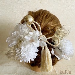 ★ 和服系列 9 成人儀式髮飾婚禮儀式 Kasumi Kusa 流蘇花頭飾 第1張的照片