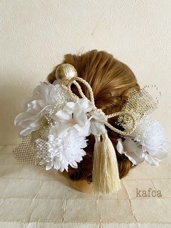 ★ 和服系列 9 成人儀式髮飾婚禮儀式 Kasumi Kusa 流蘇花頭飾 第1張的照片
