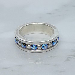 Stone＆Ball Ring【3】Silver  （ライトサファイア） 1枚目の画像