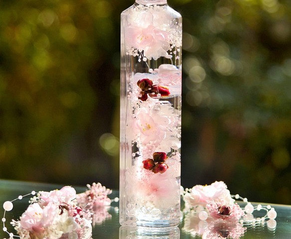 お家でお花見♪桜のハーバリウム（ハート）桜ハンドメイド2021 1枚目の画像