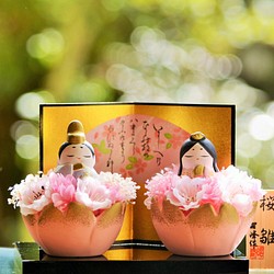 桜雛のひな人形　桜のひな祭りアレンジメント　桜ハンドメイド2021 1枚目の画像