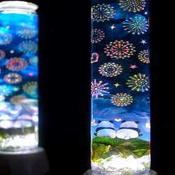 花火のハーバリウムアート「lovelyパンダB」＆LEDライト　 1枚目の画像