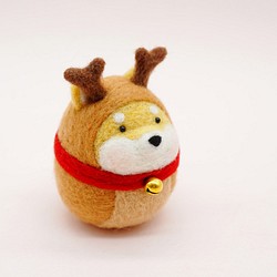 羊毛氈柴柴聖誕鹿別針鑰匙鏈擺飾冰箱貼 狗狗聖誕球 聖誕挂飾 第1張的照片