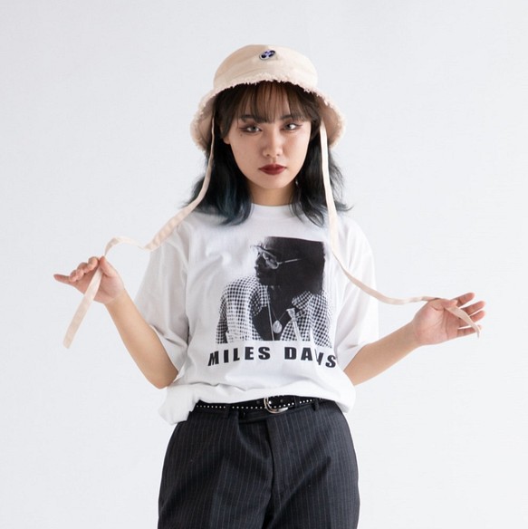 「MILES DAVIS」ver.5　ジャズTシャツ（写真家・内山繁氏コラボ）ホワイト　Sサイズ　WATERFALL