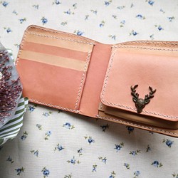 空氣少女AG | 手染 植鞣革 粉色拚原色 附零錢包 短夾 皮夾 第1張的照片