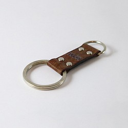 特製牛皮手染鑰匙環 - 可可棕 - 第1張的照片