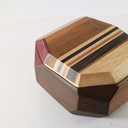 特製拼木鑲磁吸蓋多邊形盒 - 胡桃木 x 紫心木 - 第1張的照片