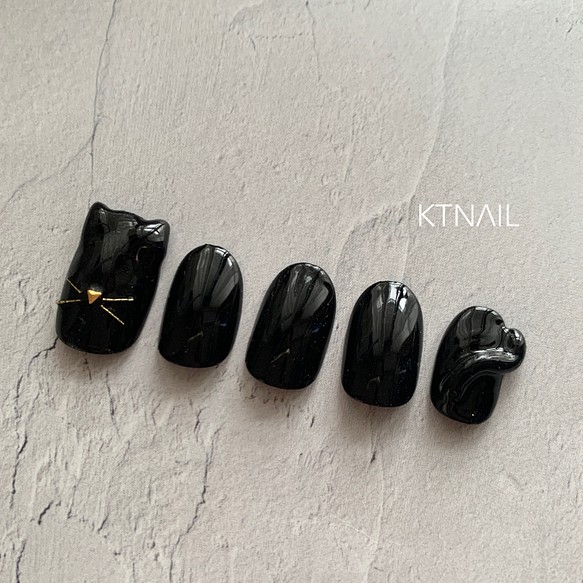 黒猫ネイル 猫耳ネイル キャッツネイル ネコネイル 3dネイル ネイルチップ ネイルシール Ktnail 通販 Creema クリーマ ハンドメイド 手作り クラフト作品の販売サイト