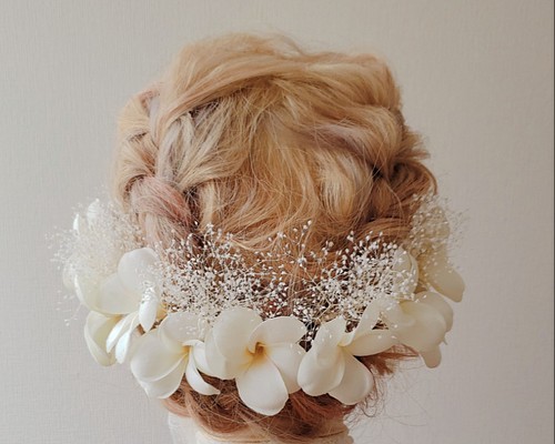 新作 プルメリア ヘッドドレス 髪飾り ヘアアクセ 成人式 結婚式