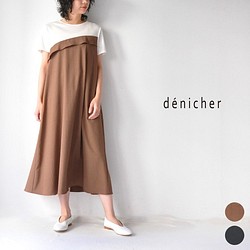 フレアワンピース denicher DO211014 デニシェ ロング きれいめ 半袖 着やせ 1枚目の画像