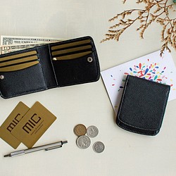 【刻印可】小銭が取り出しやすい　 外ボックス小銭入れ付き二つ折り財布　ブラック MH0373 1枚目の画像