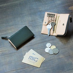 【刻印可】　鍵も小銭もICカードもこれ一つに。3wayファスナー小銭入れ付きキーケース 　グリーン　ペコス MH1258 1枚目の画像
