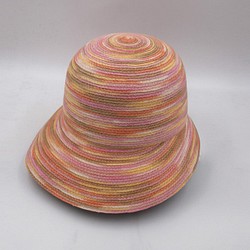 【紙布ホーム】ヘップバーンハット（ピンク多色染め）紙糸織り 1枚目の画像