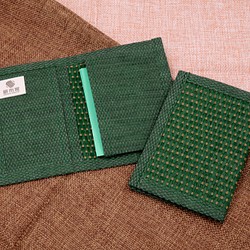 【紙布ホーム】紙糸織り名刺カバー/カードカバーグリッドグリーン 1枚目の画像