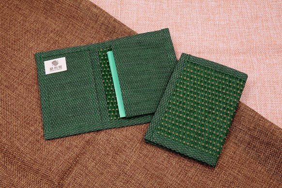 【紙布家】紙線編織 名片套/卡片套 格紋綠 第1張的照片