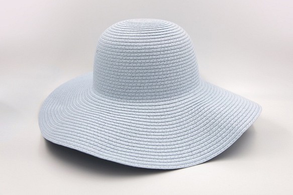 【紙布家】歐式波浪帽（淺藍色）紙線編織 第1張的照片