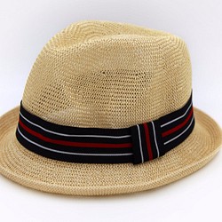 【紙布家】日式紳士帽網紋捲邊（米色） 紙線編織 第1張的照片