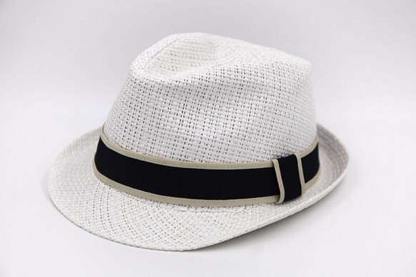 【紙布家】日式紳士帽（白色） 紙線編織 第1張的照片