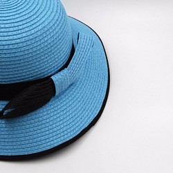 【紙布家】俏麗歐風帽（土耳其藍） 紙線編織 第1張的照片