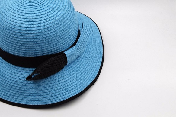 【紙布家】俏麗歐風帽（土耳其藍） 紙線編織 第1張的照片